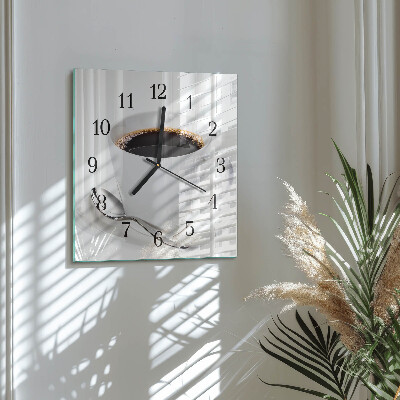 Firkantet glas vægur Kaffe