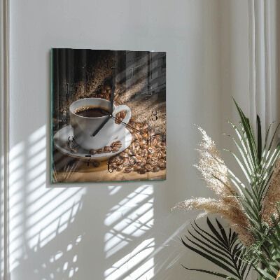 Firkantet glas vægur Kaffe