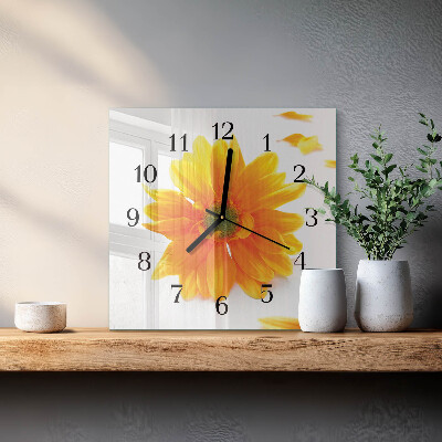 Firkantet glas vægur Blomst