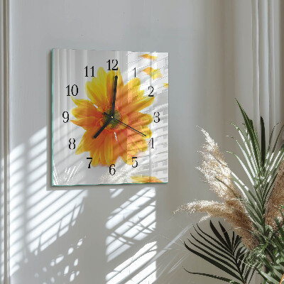 Firkantet glas vægur Blomst