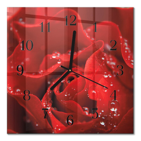 Firkantet glas vægur Rose
