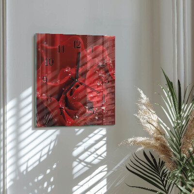 Firkantet glas vægur Rose