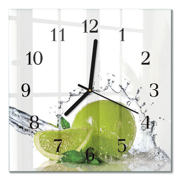 Firkantet glas vægur Vand med lime