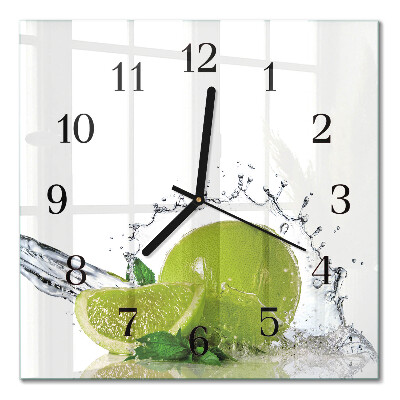 Firkantet glas vægur Vand med lime