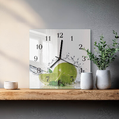 Firkantet glas vægur Vand med lime