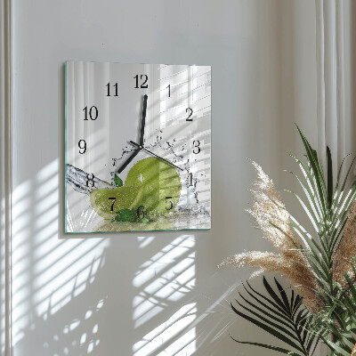 Firkantet glas vægur Vand med lime