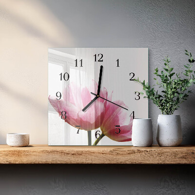 Glas vægur Tulipaner