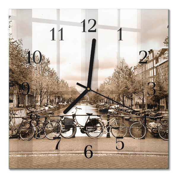 Glas vægur Amsterdam i sepia