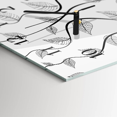 Firkantet glas vægur Bladkunst