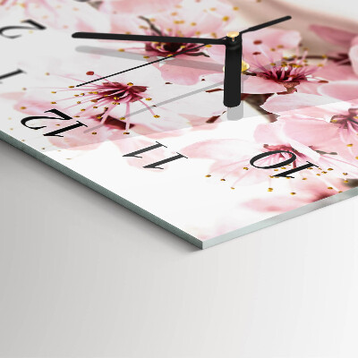 Firkantet glas vægur Blomster
