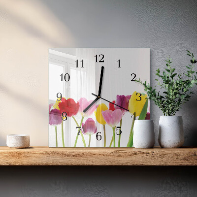 Glas vægur Farverige tulipaner
