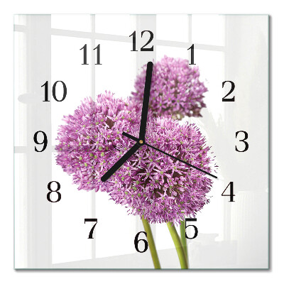 Firkantet glas vægur Blomst