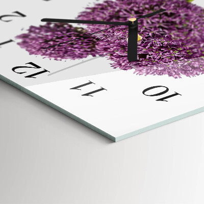 Firkantet glas vægur Blomst