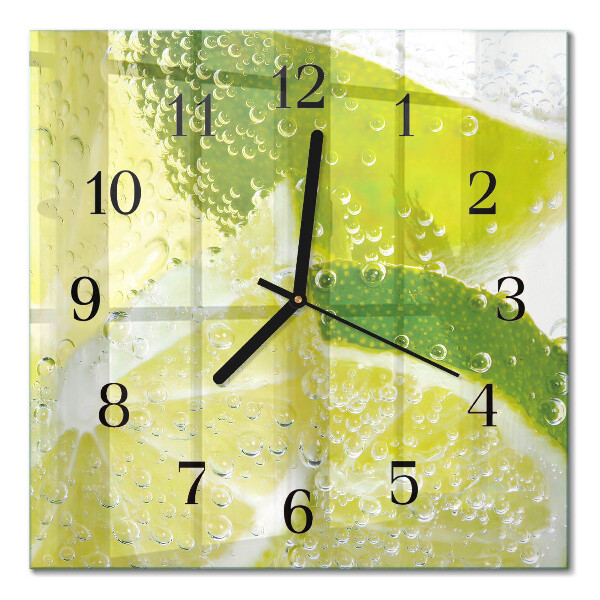 Firkantet glas vægur Vand med lime
