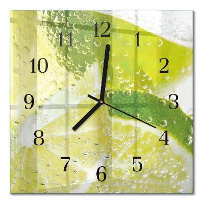 Firkantet glas vægur Vand med lime