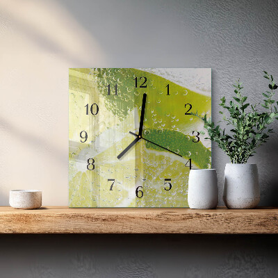 Firkantet glas vægur Vand med lime