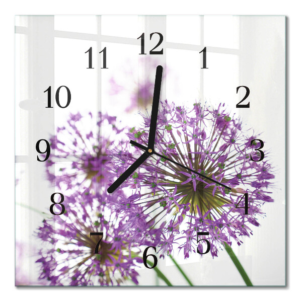Firkantet glas vægur Blomst
