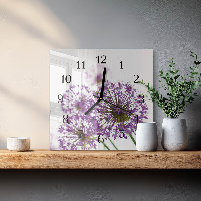 Firkantet glas vægur Blomst