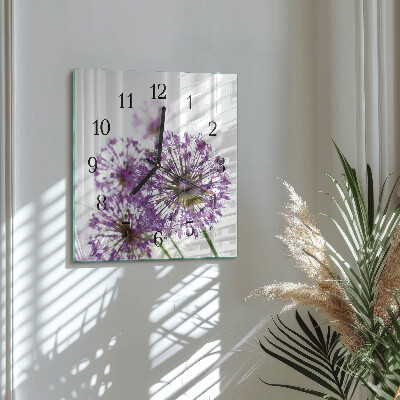 Firkantet glas vægur Blomst