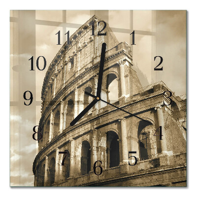 Firkantet glas vægur Colosseum i sepia