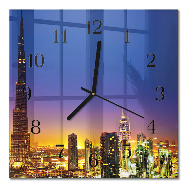 Firkantet glas vægur Dubai Horizon