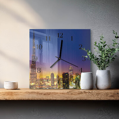 Firkantet glas vægur Dubai Horizon
