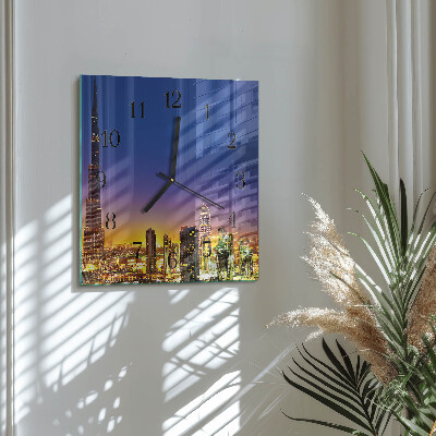 Firkantet glas vægur Dubai Horizon