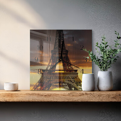 Firkantet glas vægur Eiffeltårnet i Paris