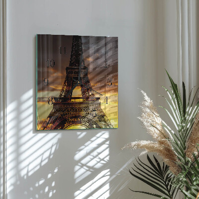 Firkantet glas vægur Eiffeltårnet i Paris