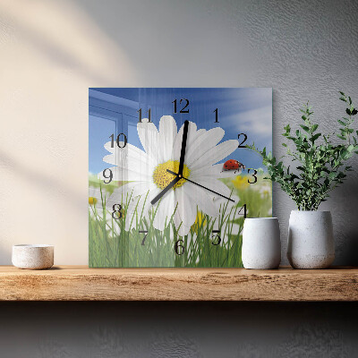 Glas vægur Blomsten og mariehønen