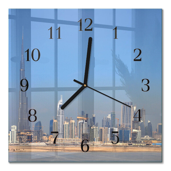 Firkantet glas vægur Dubai Horizon
