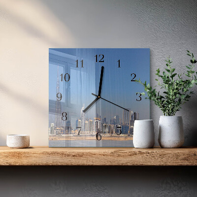 Firkantet glas vægur Dubai Horizon
