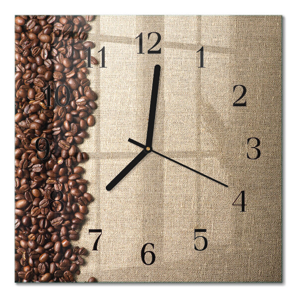 Firkantet glas vægur Kaffebønner