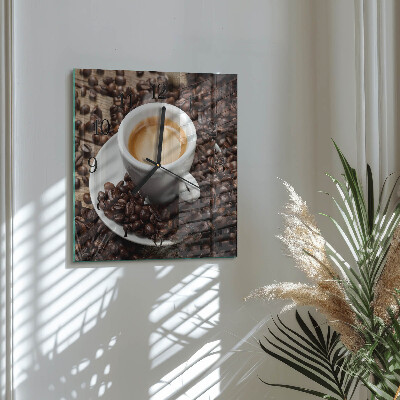 Firkantet glas vægur En kop kaffe