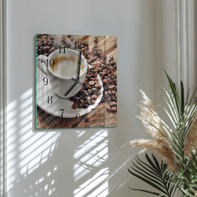 Firkantet glas vægur En kop kaffe