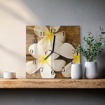 Firkantet glas vægur Blomster
