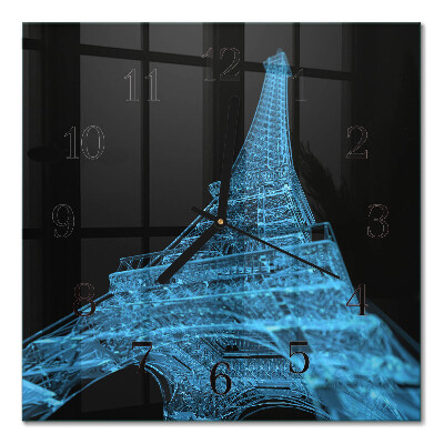 Firkantet glas vægur Eiffeltårnet i Paris