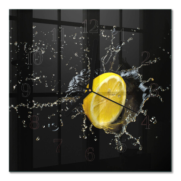 Firkantet glas vægur Citrusfrugter