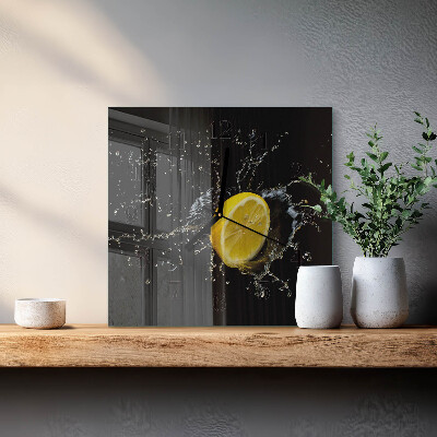 Firkantet glas vægur Citrusfrugter