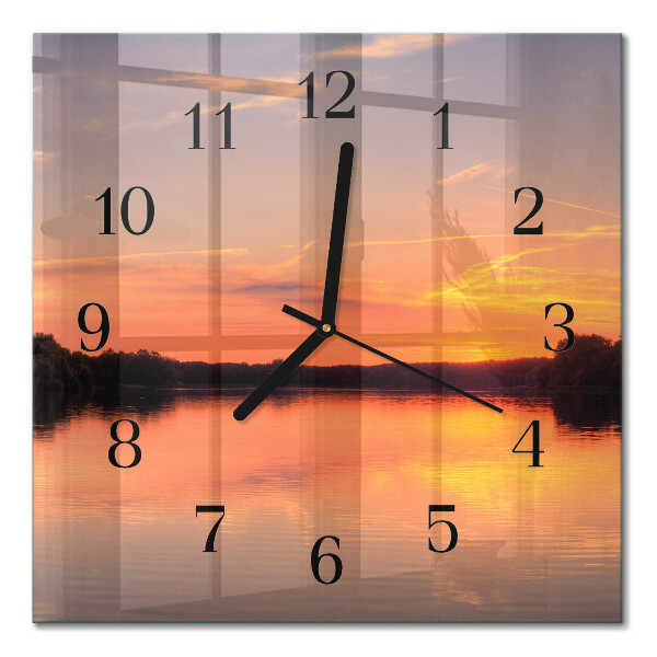 Firkantet glas vægur Solnedgang