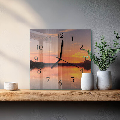 Firkantet glas vægur Solnedgang