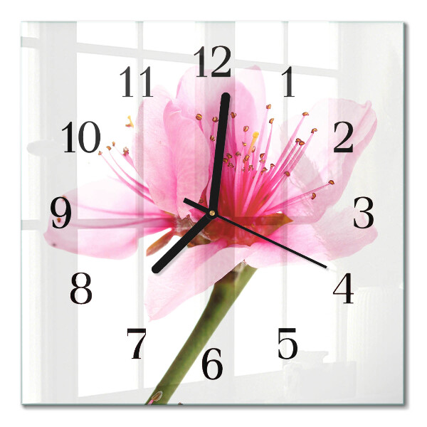 Firkantet glas vægur Blomst