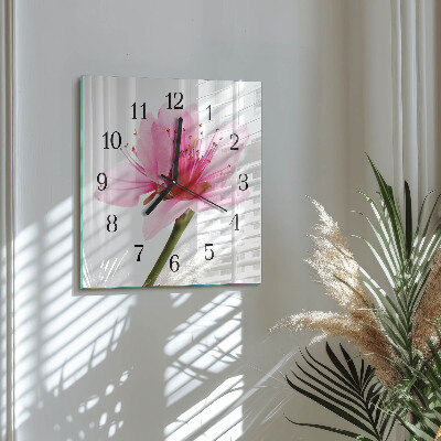 Firkantet glas vægur Blomst