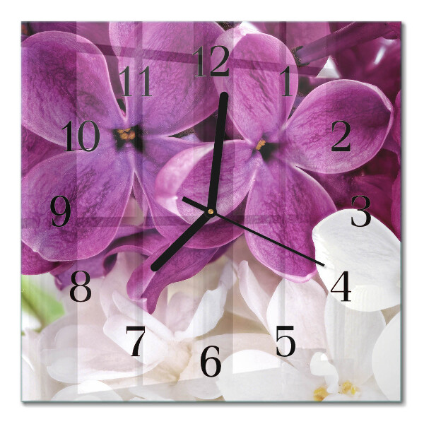 Firkantet glas vægur Blomster