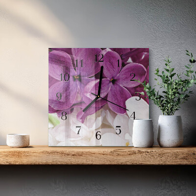 Firkantet glas vægur Blomster