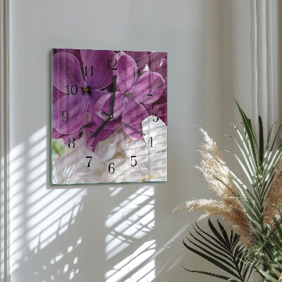 Firkantet glas vægur Blomster