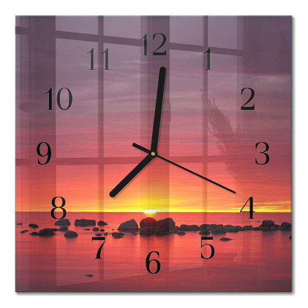 Firkantet glas vægur Solnedgang
