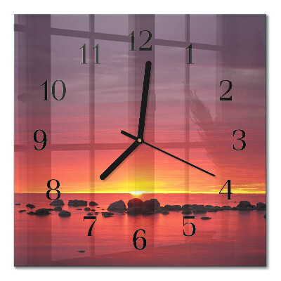 Firkantet glas vægur Solnedgang