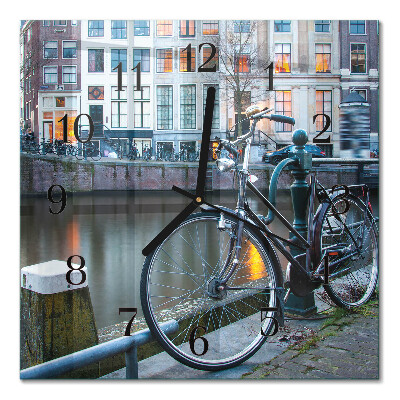 Firkantet glas vægur Cykel