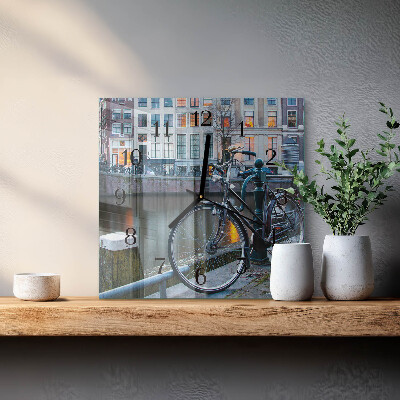 Firkantet glas vægur Cykel